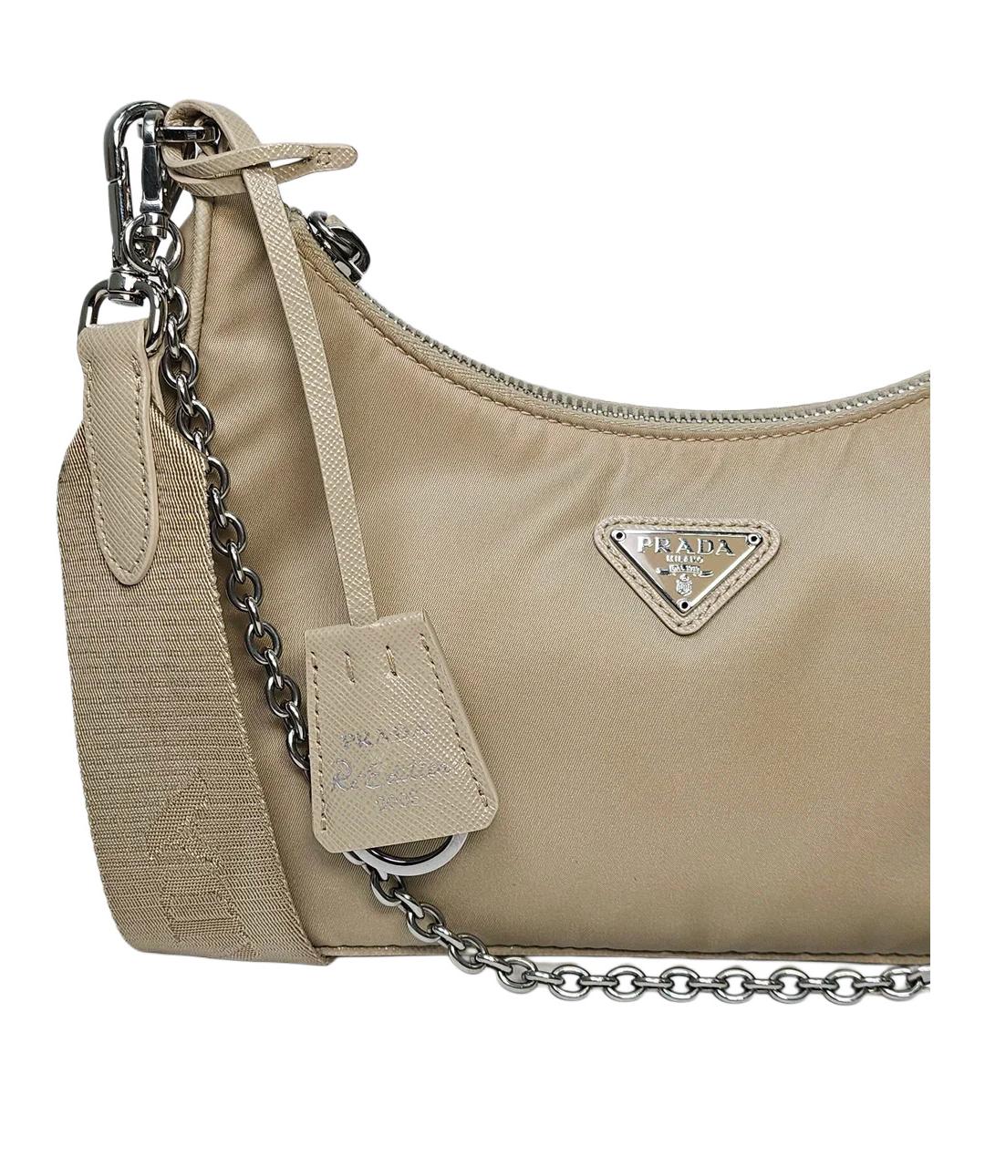 PRADA Бежевая тканевая сумка через плечо, фото 6