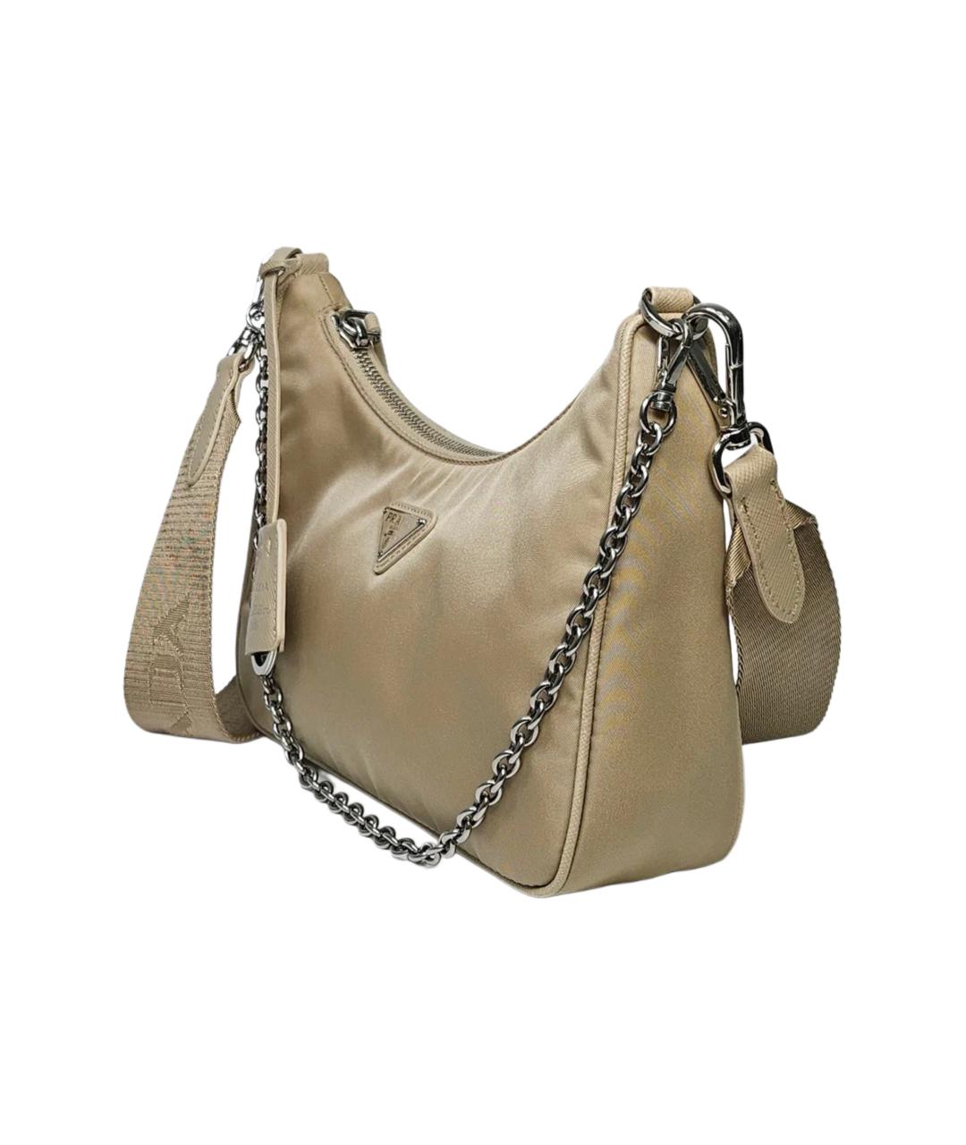 PRADA Бежевая тканевая сумка через плечо, фото 2