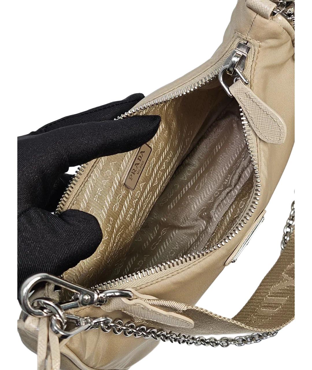 PRADA Бежевая тканевая сумка через плечо, фото 4