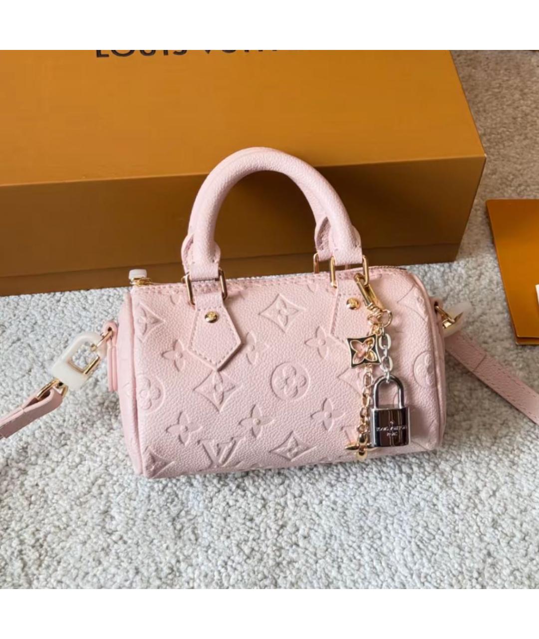 LOUIS VUITTON Розовая кожаная сумка с короткими ручками, фото 3