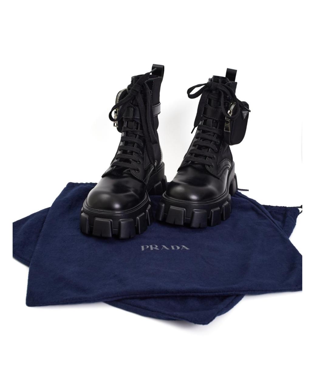 PRADA Черные кожаные ботинки, фото 7