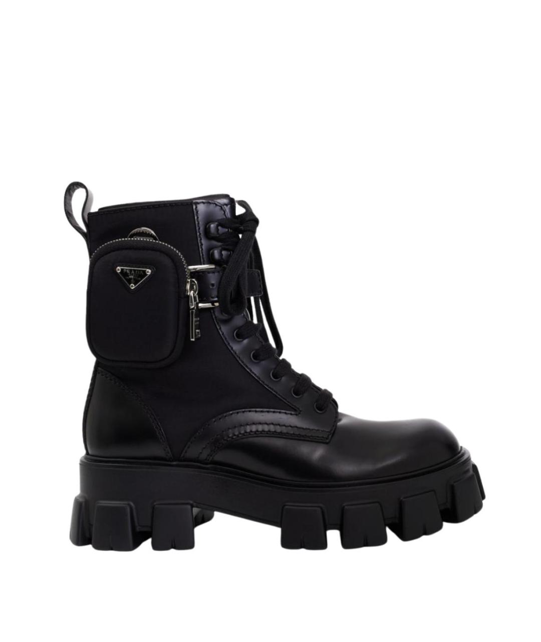 PRADA Черные кожаные ботинки, фото 1