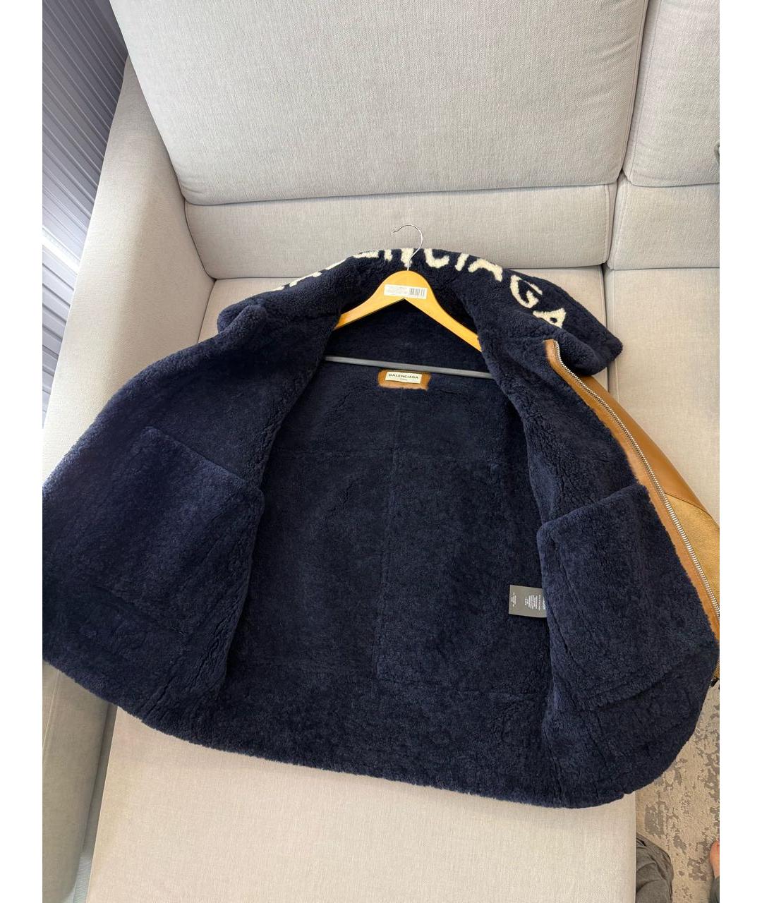 BALENCIAGA Бежевая кожаная дубленка, фото 4