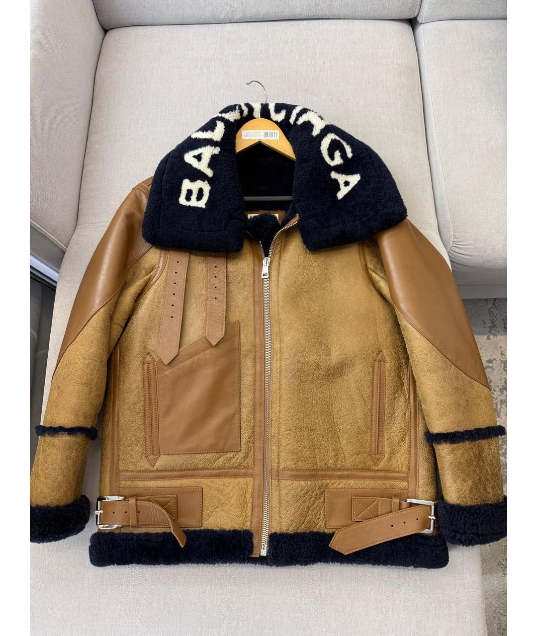 BALENCIAGA Бежевая кожаная дубленка, фото 9