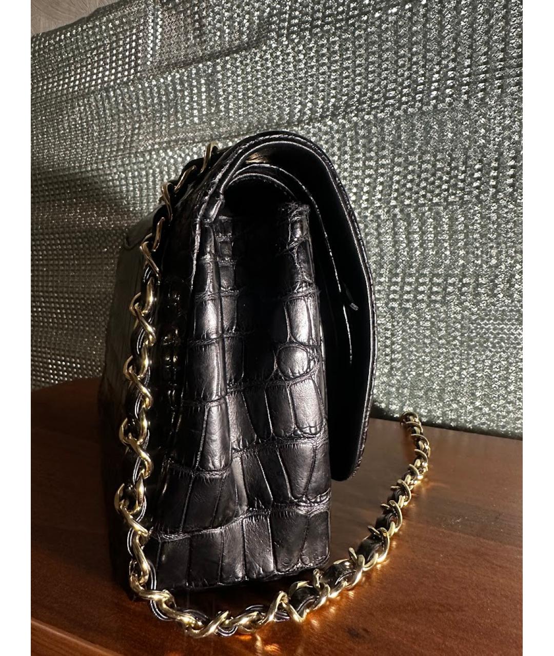 CHANEL Черная сумка через плечо из экзотической кожи, фото 4