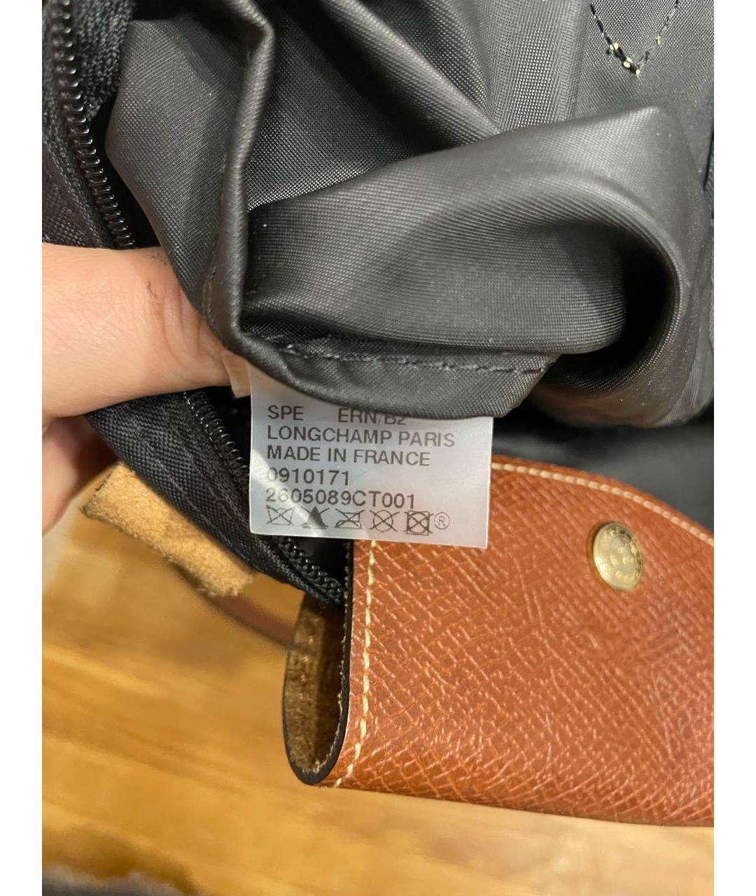 LONGCHAMP Черная синтетическая сумка с короткими ручками, фото 4