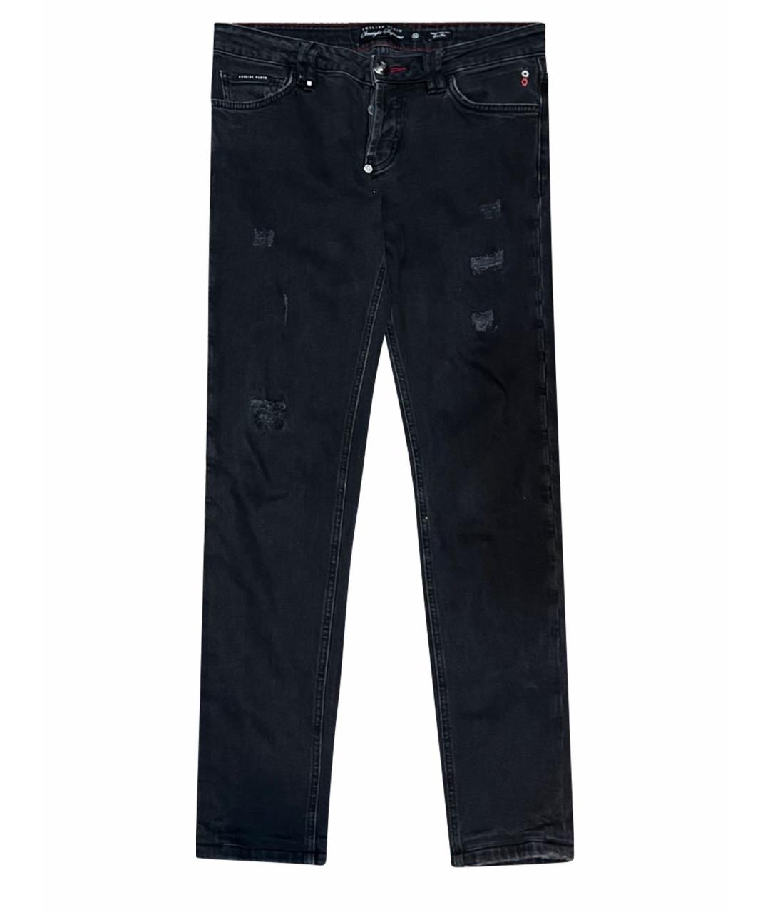 PHILIPP PLEIN Черные хлопко-эластановые джинсы скинни, фото 1