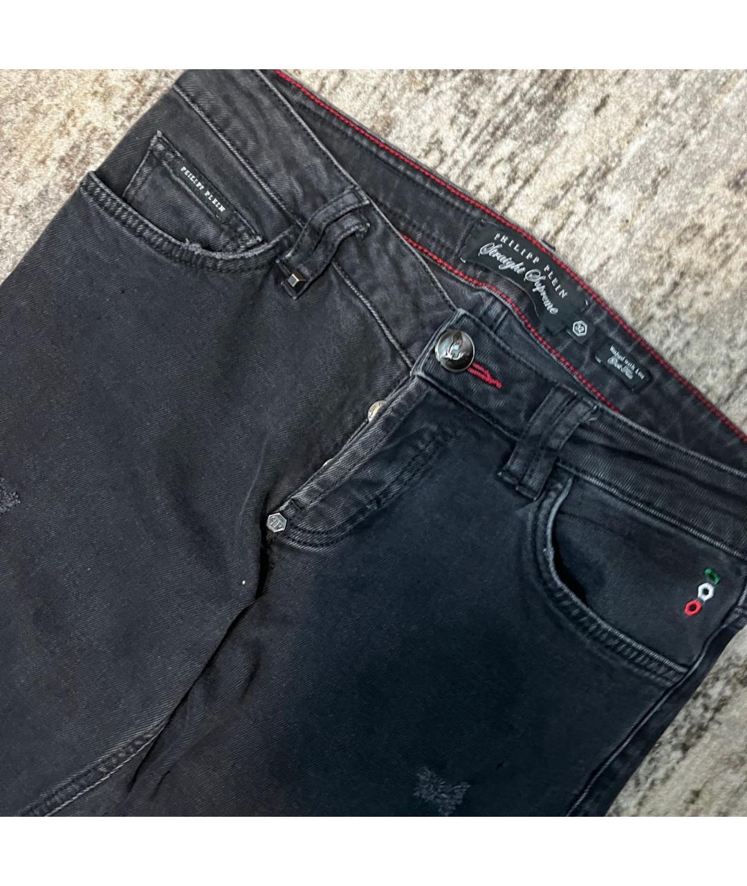 PHILIPP PLEIN Черные хлопко-эластановые джинсы скинни, фото 2