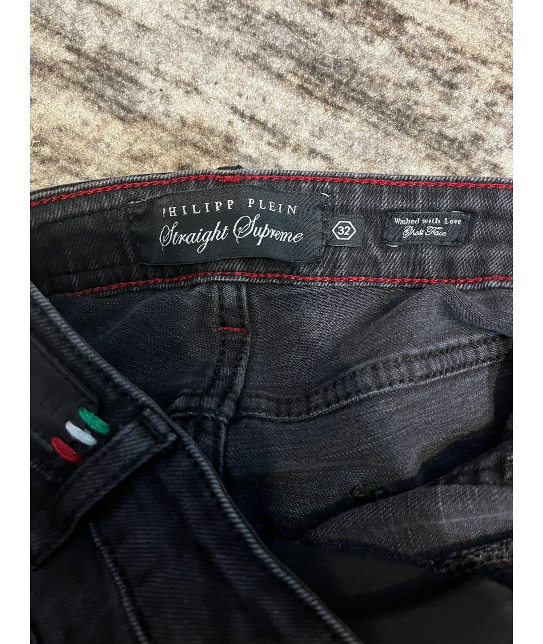 PHILIPP PLEIN Черные хлопко-эластановые джинсы скинни, фото 6