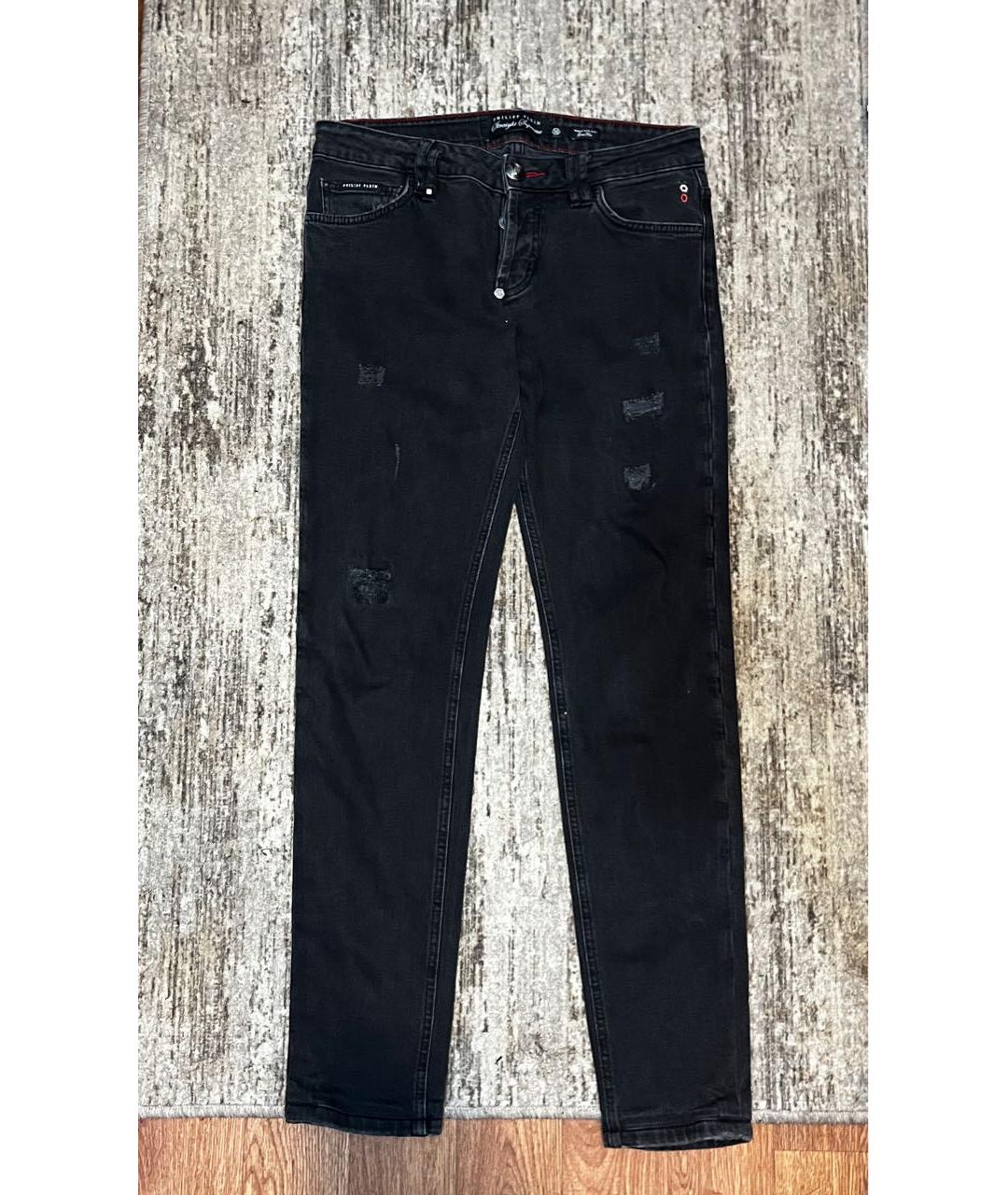 PHILIPP PLEIN Черные хлопко-эластановые джинсы скинни, фото 8