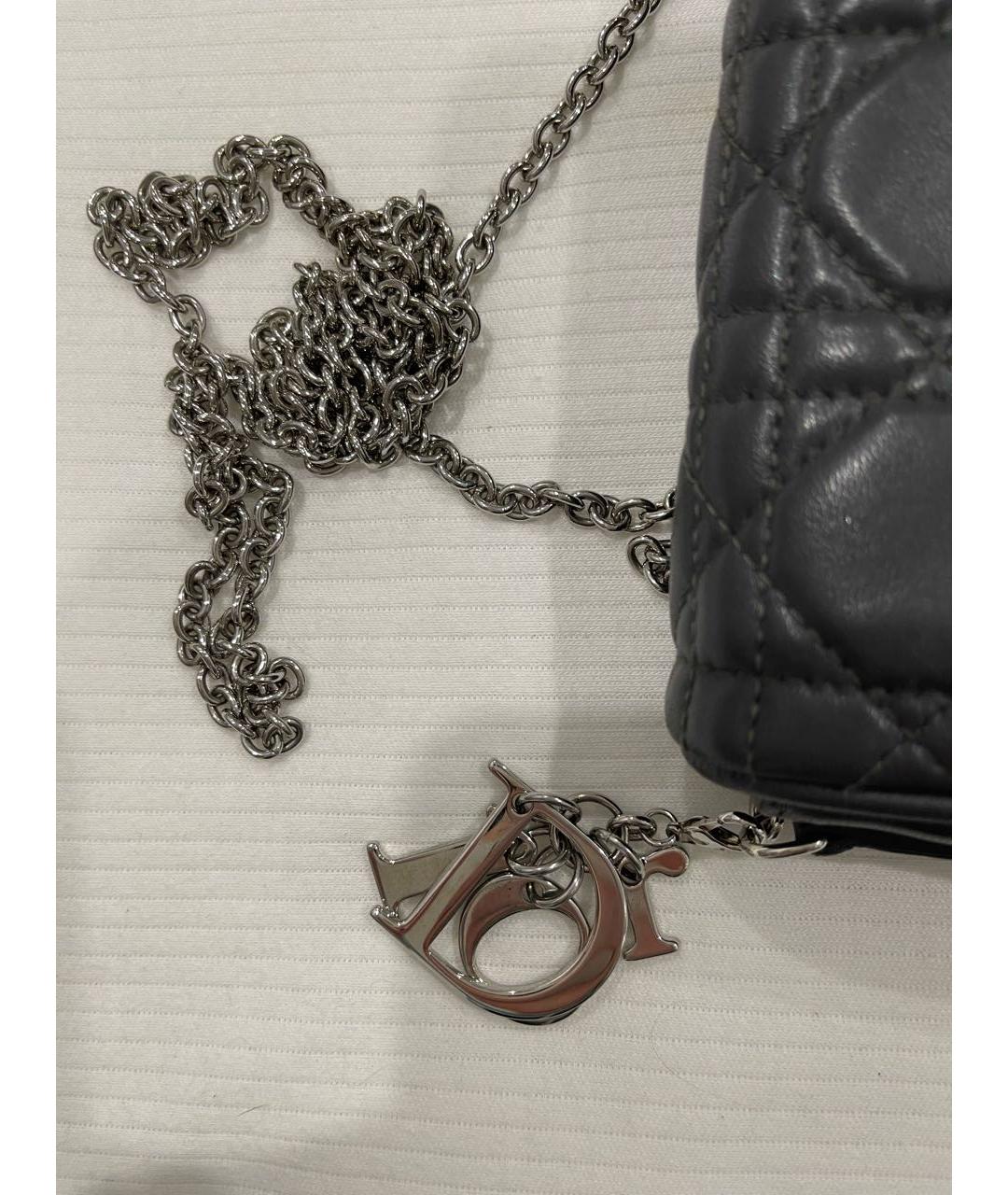 CHRISTIAN DIOR Антрацитовая кожаная сумка через плечо, фото 8