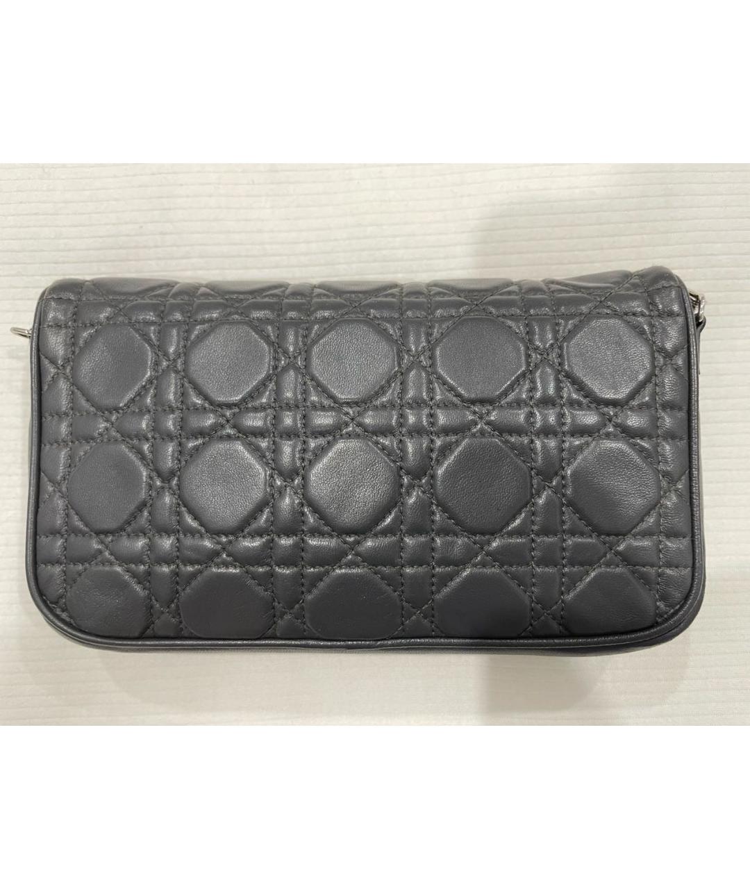 CHRISTIAN DIOR Антрацитовая кожаная сумка через плечо, фото 3