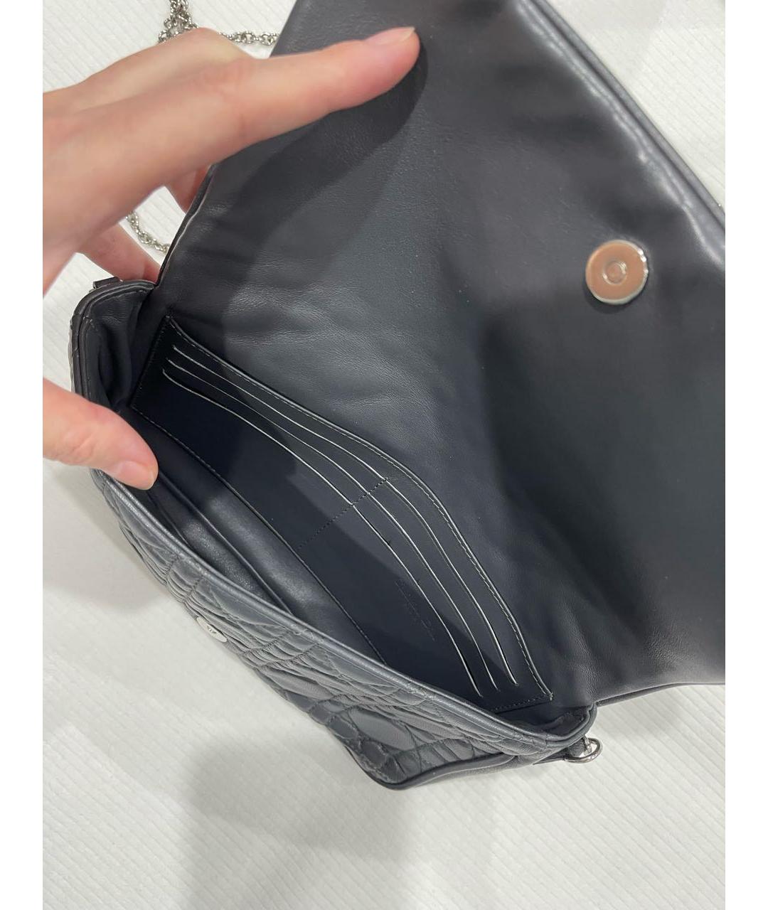 CHRISTIAN DIOR Антрацитовая кожаная сумка через плечо, фото 7