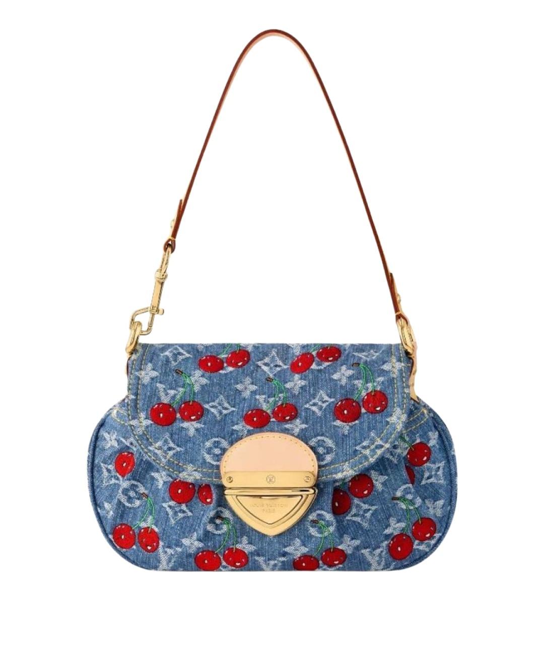 LOUIS VUITTON Голубая тканевая сумка с короткими ручками, фото 1