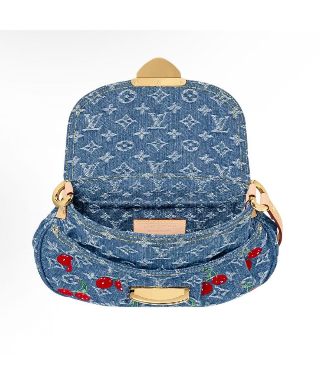 LOUIS VUITTON Голубая тканевая сумка с короткими ручками, фото 3