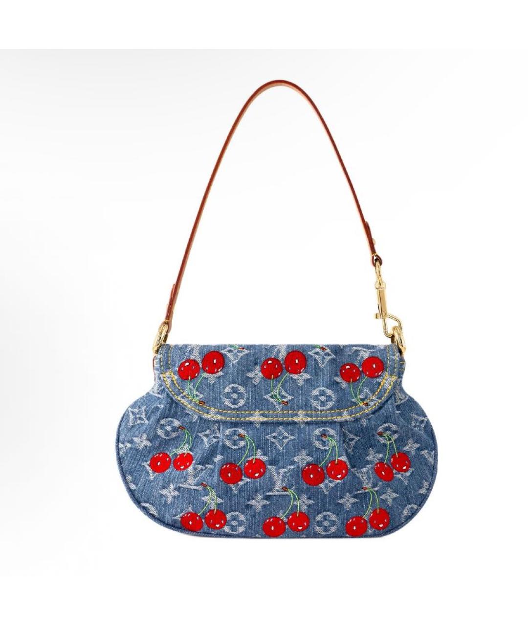 LOUIS VUITTON Голубая тканевая сумка с короткими ручками, фото 2