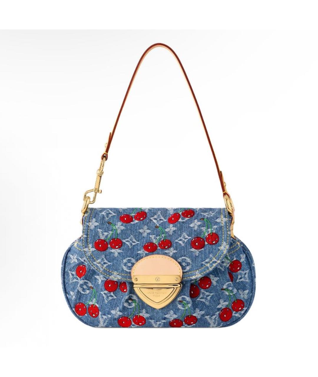 LOUIS VUITTON Голубая тканевая сумка с короткими ручками, фото 5