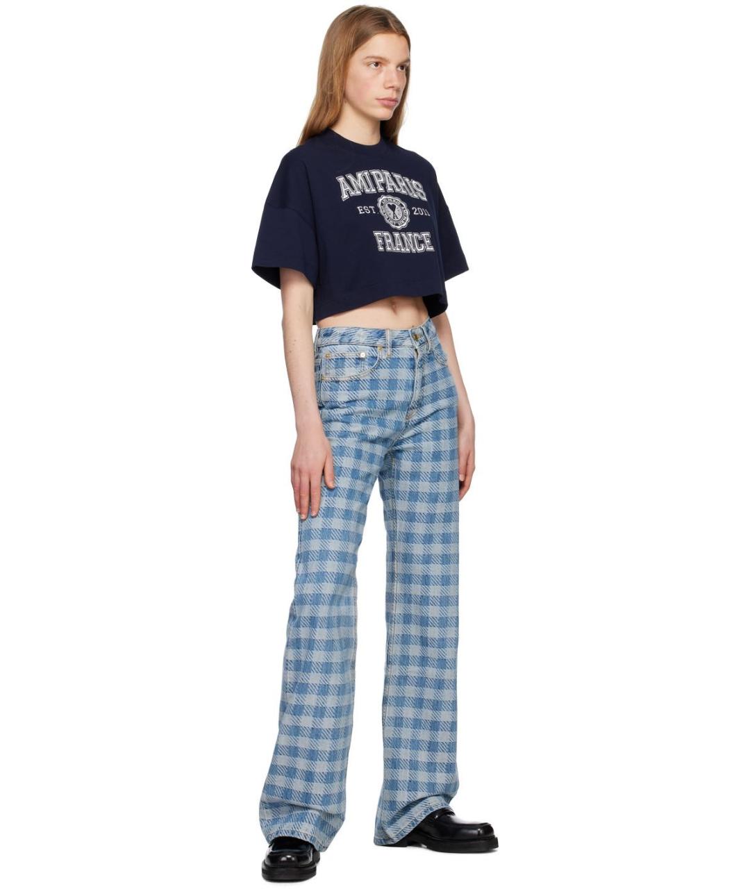 Ami Paris Темно-синяя хлопковая футболка, фото 5