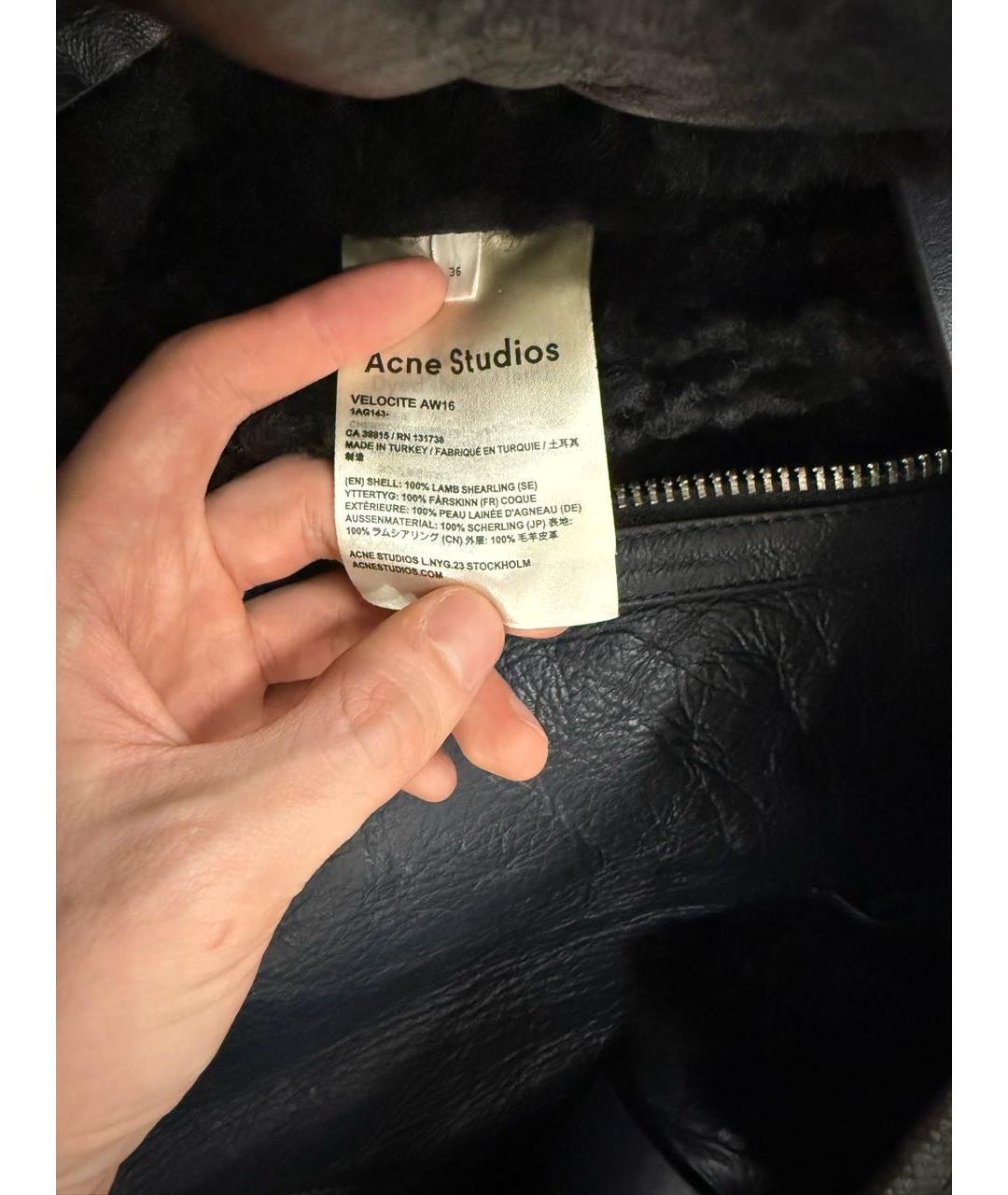 ACNE STUDIOS Черная кожаная дубленка, фото 5