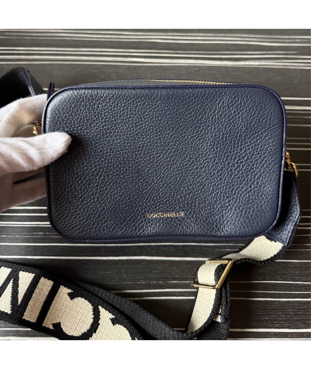 COCCINELLE Темно-синяя кожаная сумка через плечо, фото 5