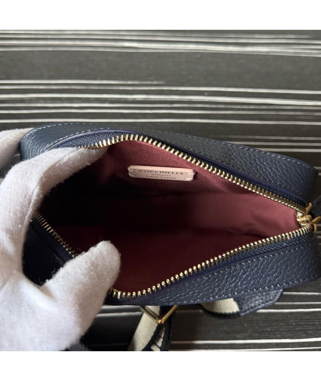 COCCINELLE Темно-синяя кожаная сумка через плечо, фото 4