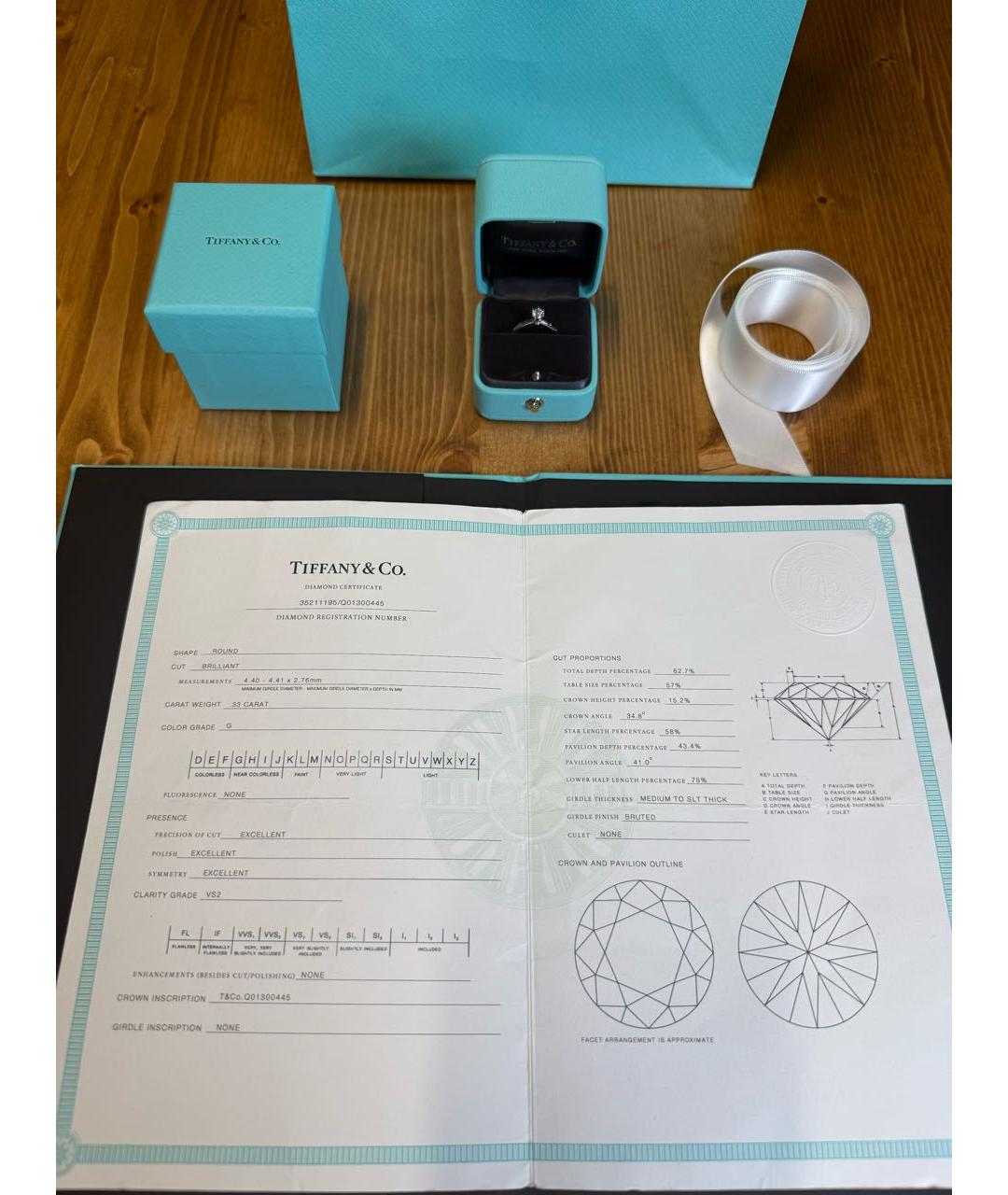 TIFFANY&CO Серебряное платиновое кольцо, фото 7