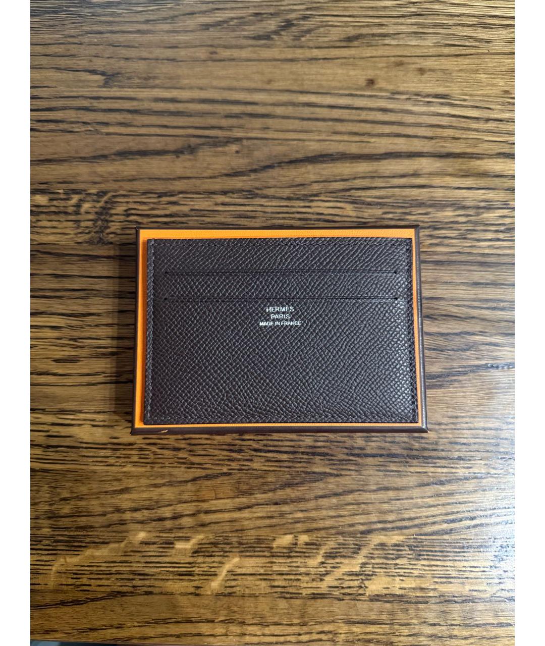 HERMES Коричневый кожаный кардхолдер, фото 5
