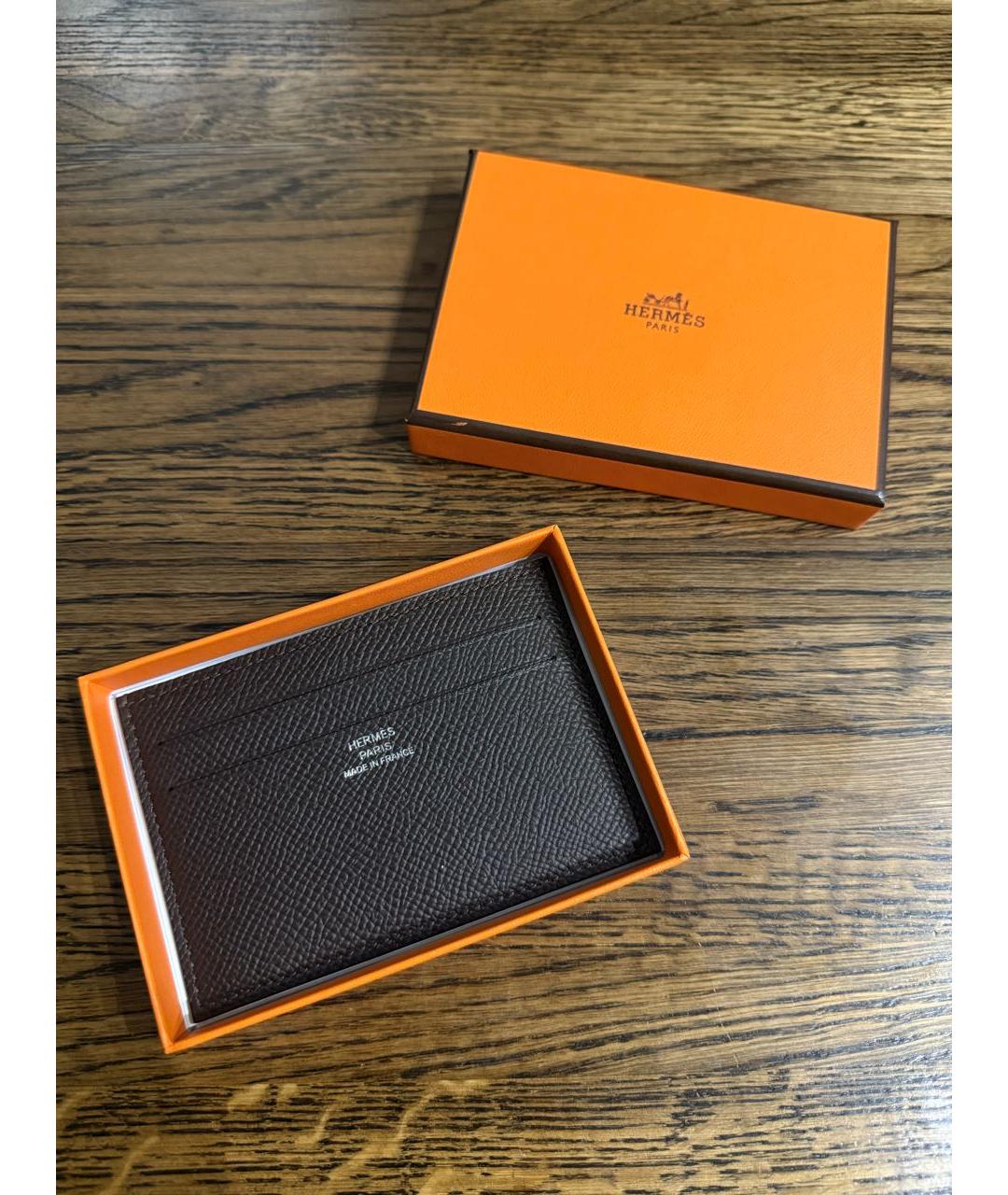 HERMES Коричневый кожаный кардхолдер, фото 2