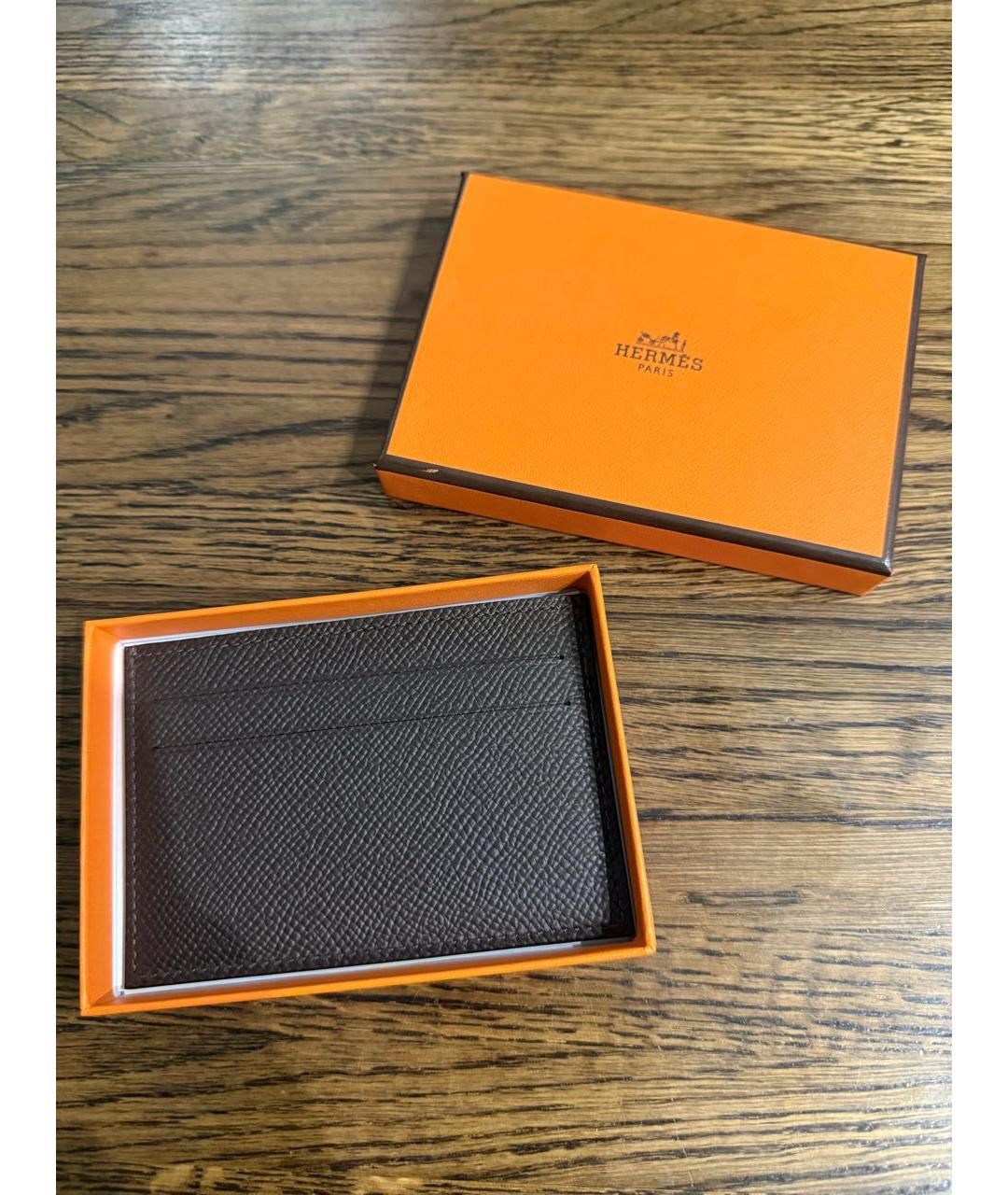 HERMES Коричневый кожаный кардхолдер, фото 3