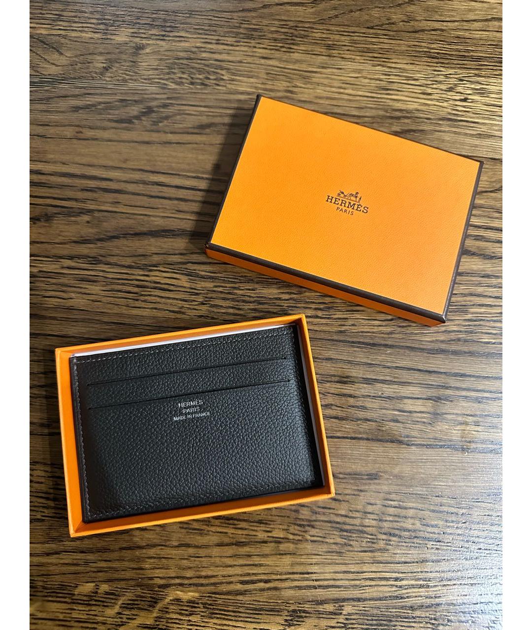 HERMES Серый кожаный кардхолдер, фото 2