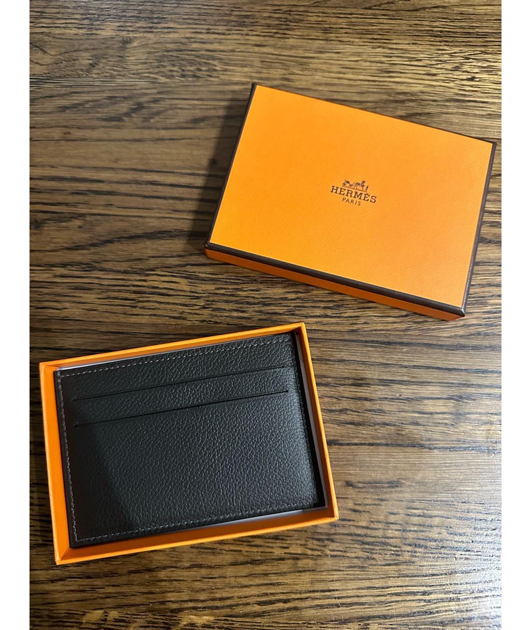 HERMES Серый кожаный кардхолдер, фото 3