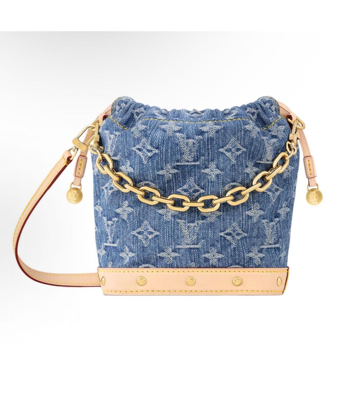 LOUIS VUITTON Голубая тканевая сумка через плечо, фото 4