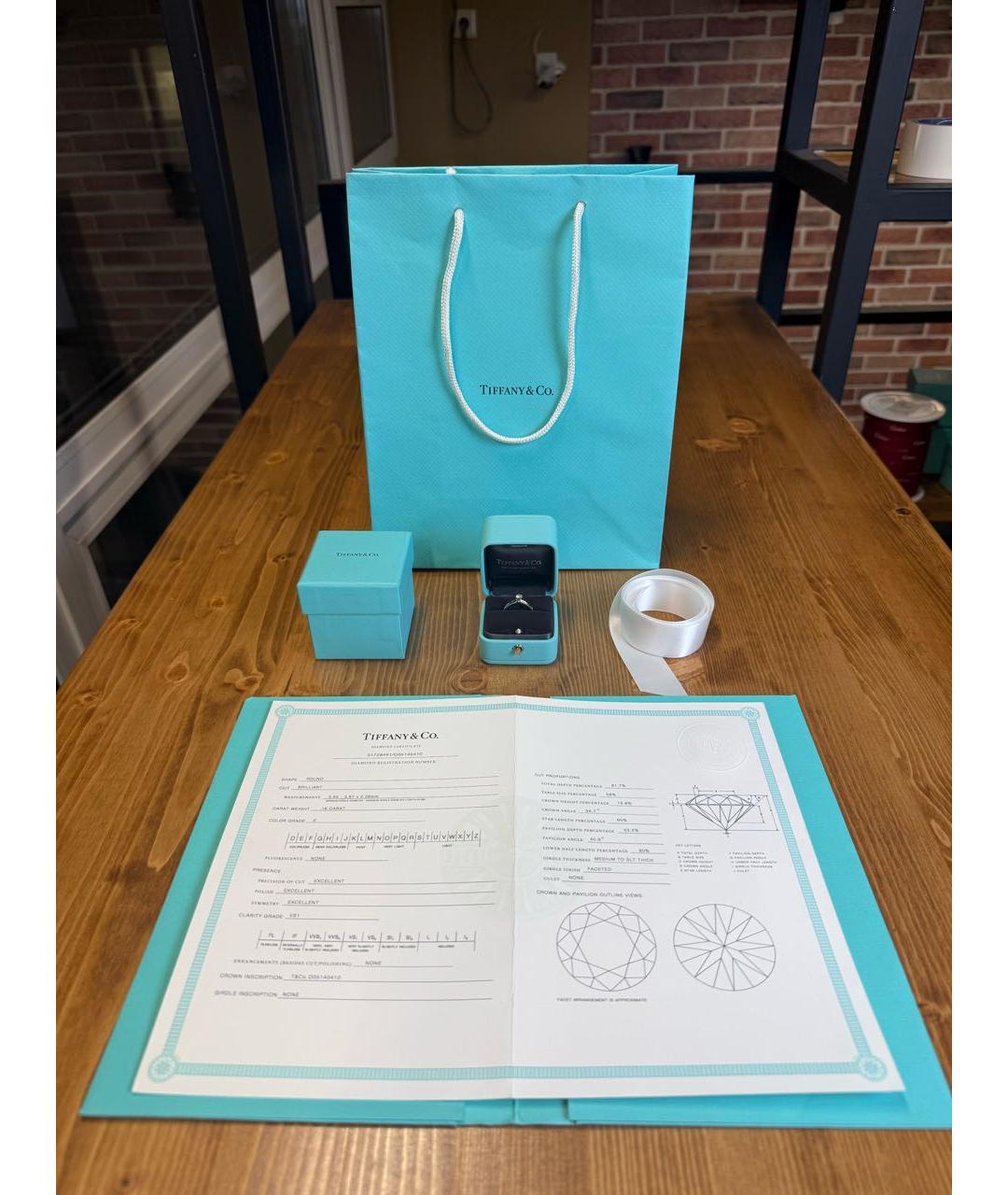 TIFFANY&CO Серебряное платиновое кольцо, фото 5