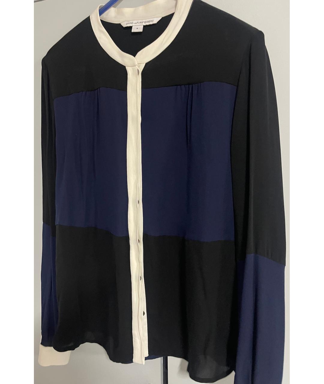 DIANE VON FURSTENBERG Синяя шелковая блузы, фото 4