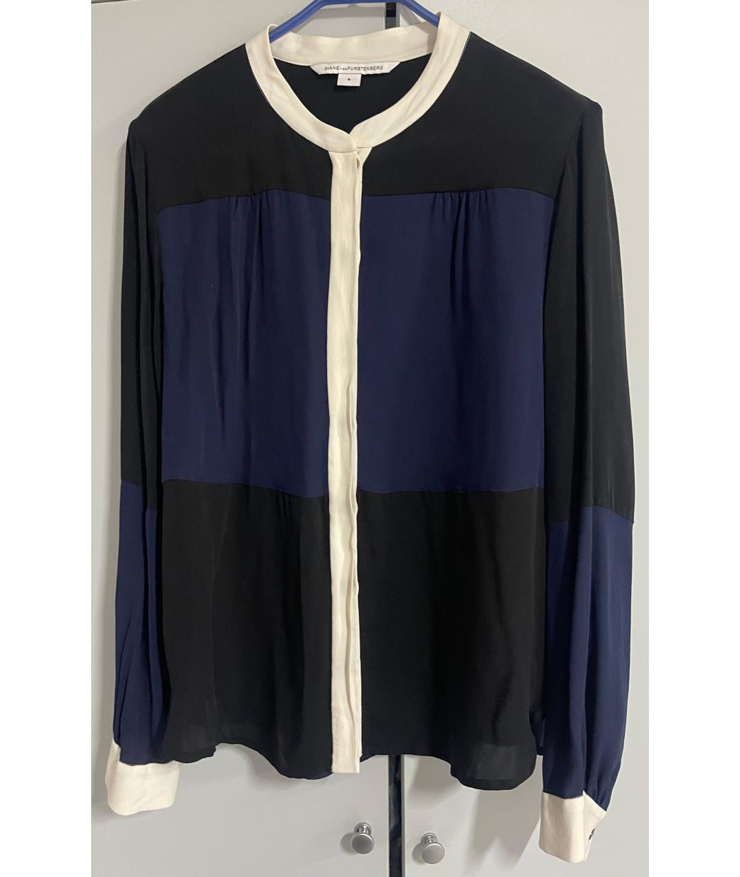 DIANE VON FURSTENBERG Синяя шелковая блузы, фото 3