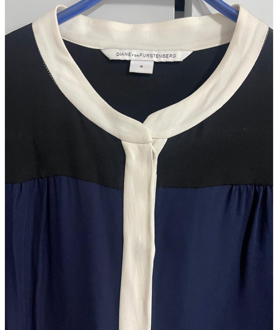 DIANE VON FURSTENBERG Синяя шелковая блузы, фото 7