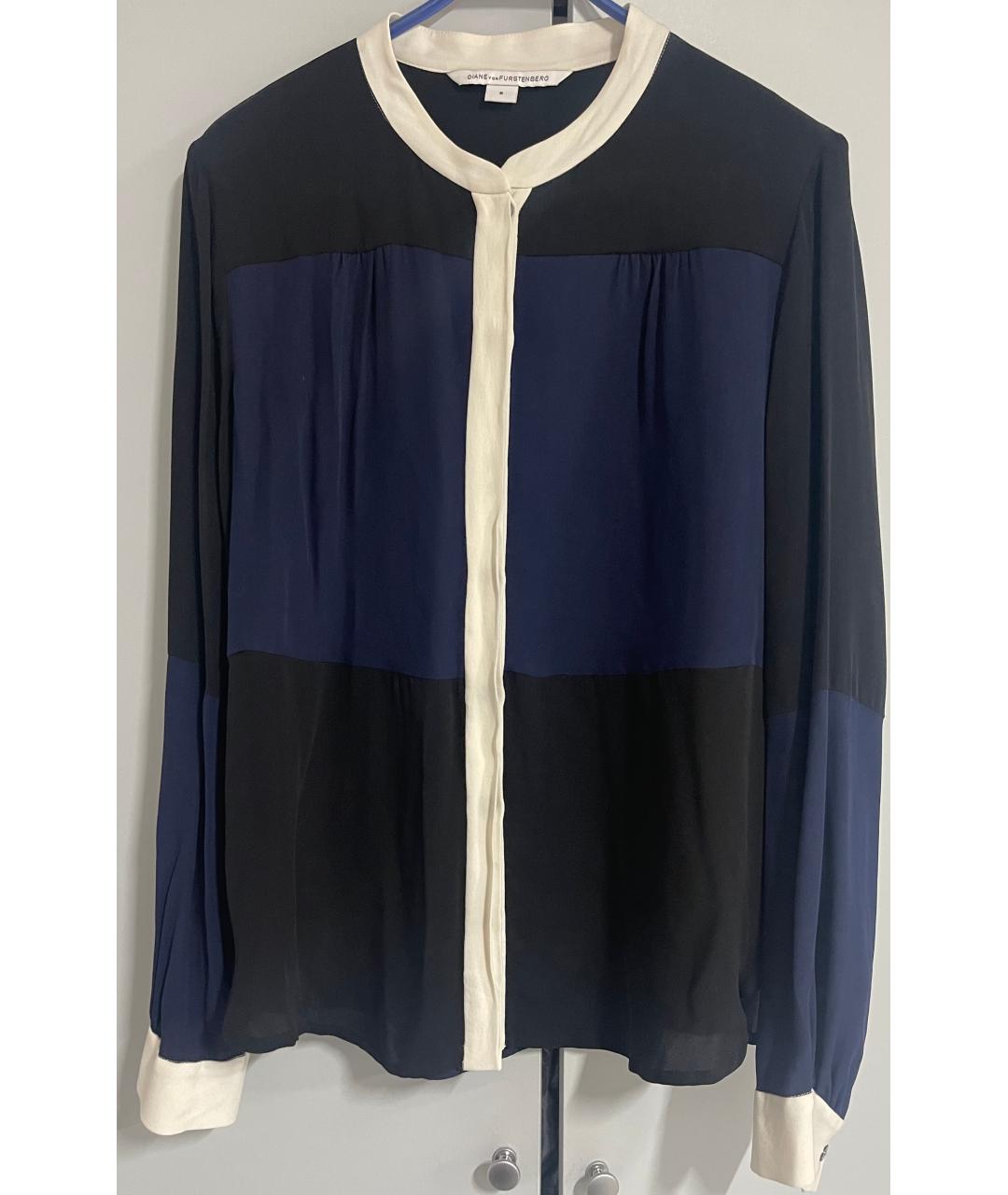 DIANE VON FURSTENBERG Синяя шелковая блузы, фото 2