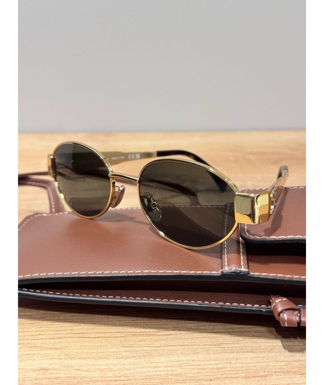 CELINE Золотые металлические солнцезащитные очки, фото 2