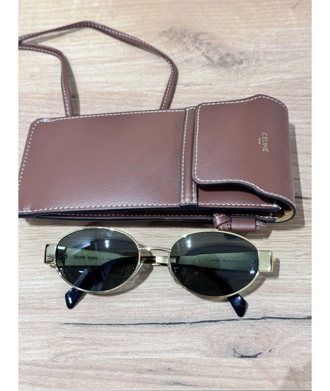 CELINE Золотые металлические солнцезащитные очки, фото 4