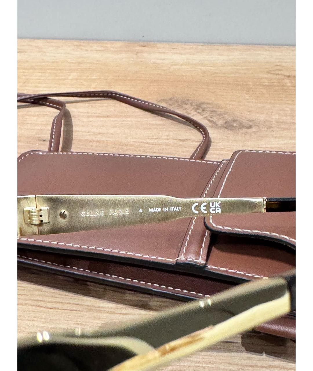 CELINE Золотые металлические солнцезащитные очки, фото 5