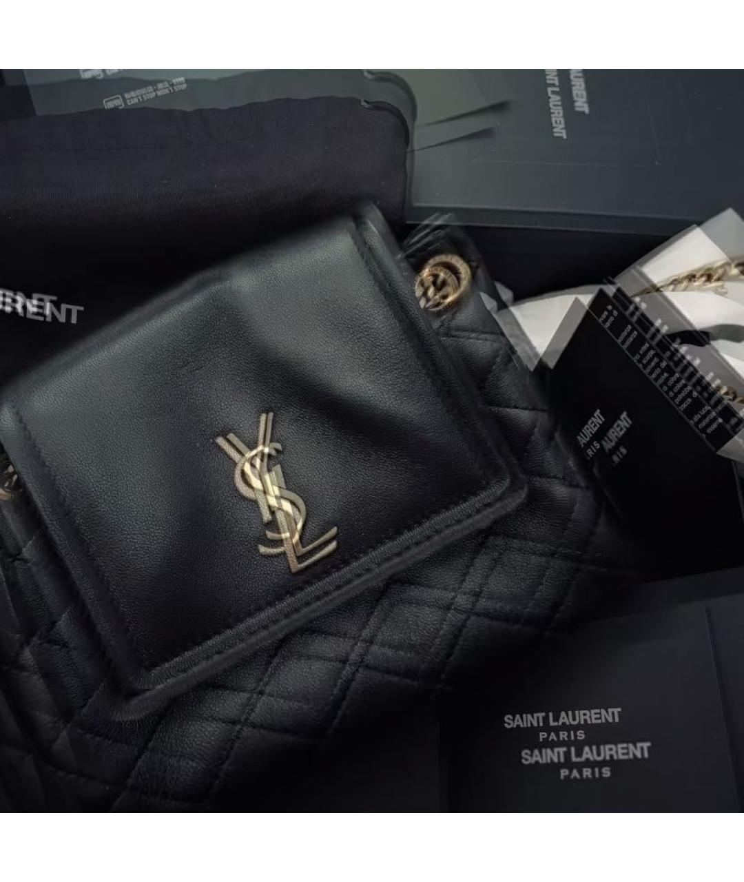 SAINT LAURENT Черная кожаная сумка через плечо, фото 4