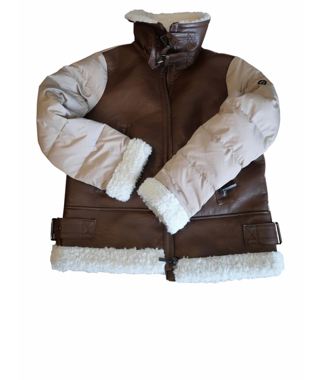 MICHAEL MICHAEL KORS Коричневый полиуретановый пуховик, фото 1