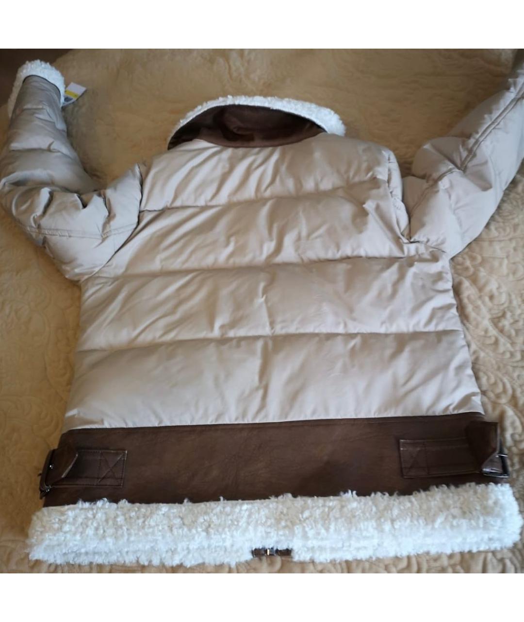 MICHAEL MICHAEL KORS Коричневый полиуретановый пуховик, фото 3