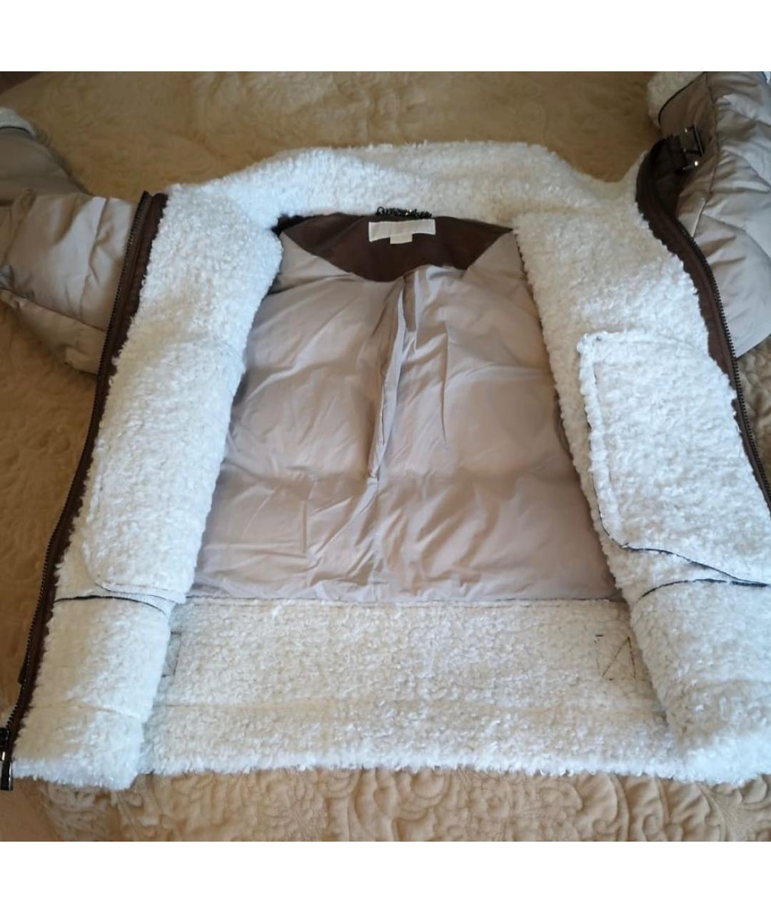 MICHAEL MICHAEL KORS Коричневый полиуретановый пуховик, фото 6
