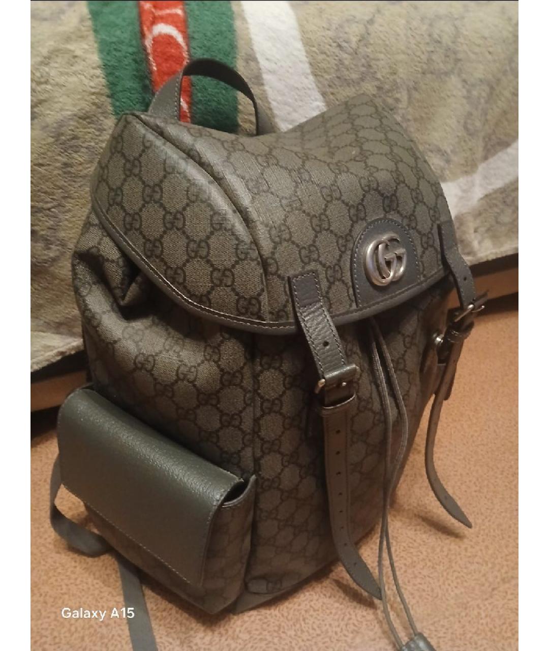 GUCCI Антрацитовый кожаный рюкзак, фото 2