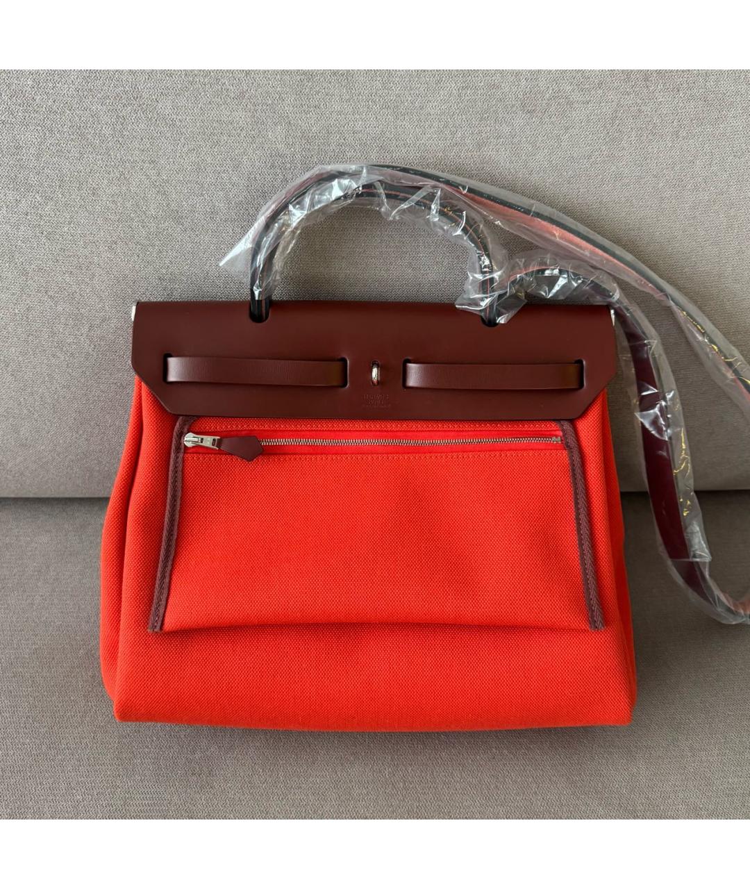 HERMES Красная тканевая сумка через плечо, фото 3