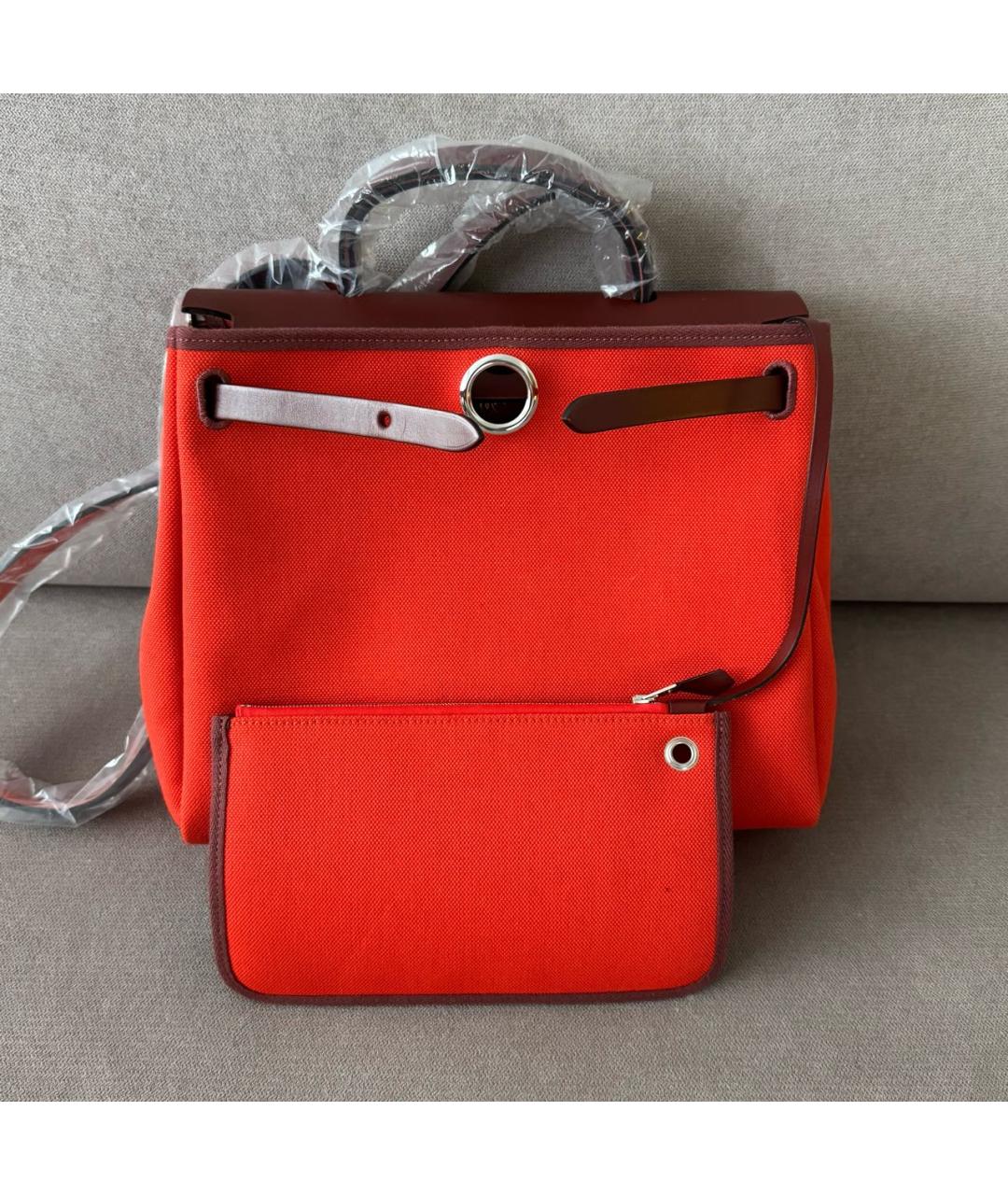 HERMES Красная тканевая сумка через плечо, фото 5