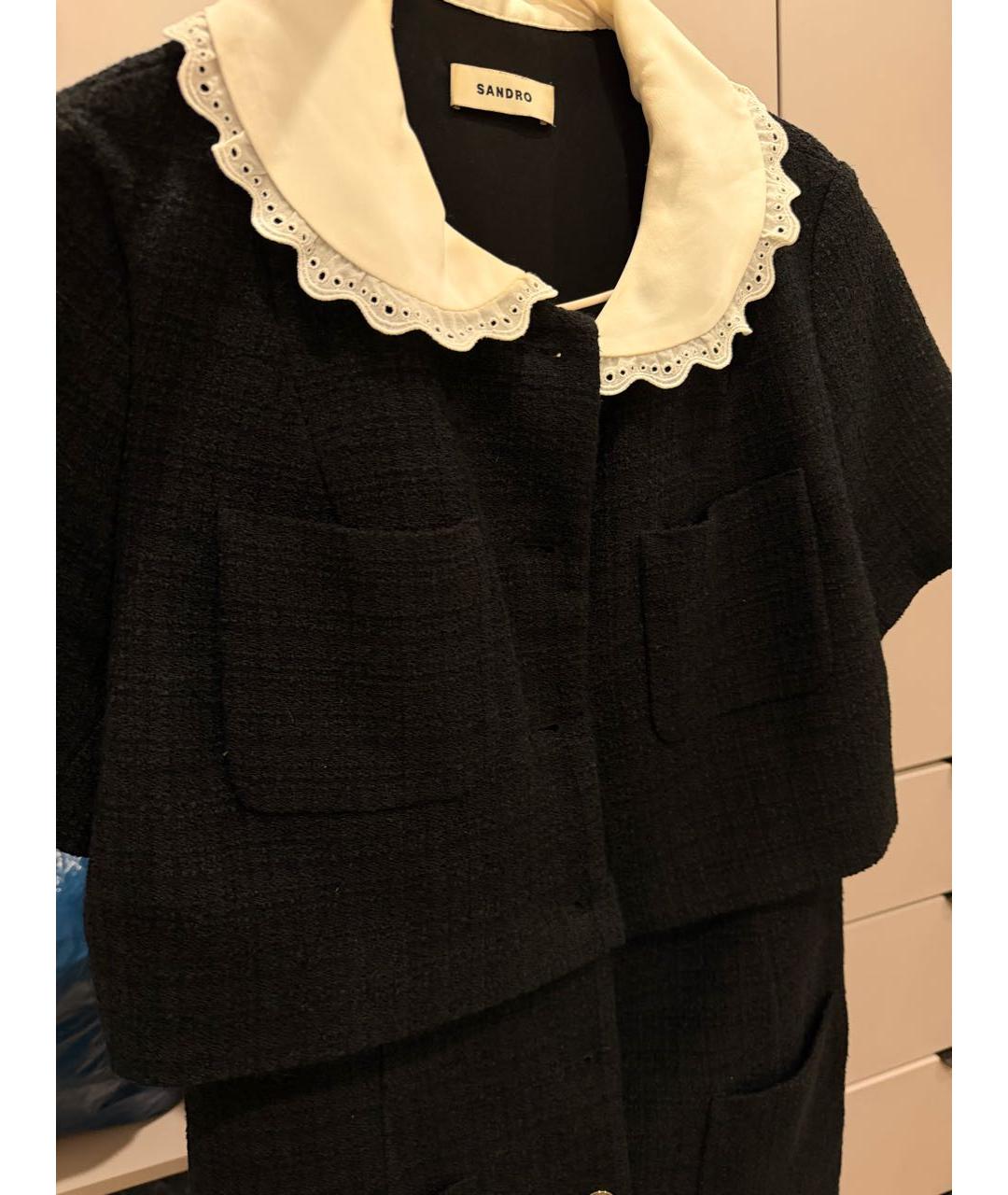 SANDRO Черное твидовое повседневное платье, фото 4
