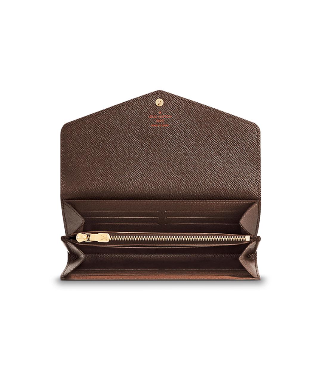 LOUIS VUITTON Коричневый кожаный кошелек, фото 4