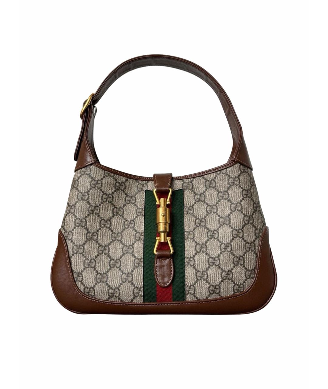 GUCCI Коричневая кожаная сумка с короткими ручками, фото 1